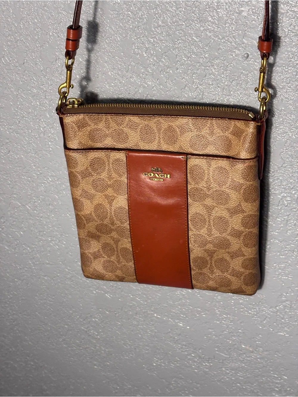 Coach Brown Signature Canvas Crossbody Bag